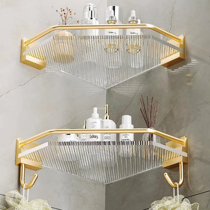 Acrylic Bathroom Shelves Wall Mounted Non Grilling Shampoo Organizer Corner Hanging Shower Storage Shelf Adhesive Bath Room Rack