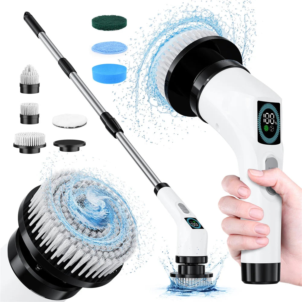 Electric Cleaning Brush 7 in 1 Replaceable Head Household Wireless Rotatable Cleaning Brush For Bathroom Kitchen Windows Toilet