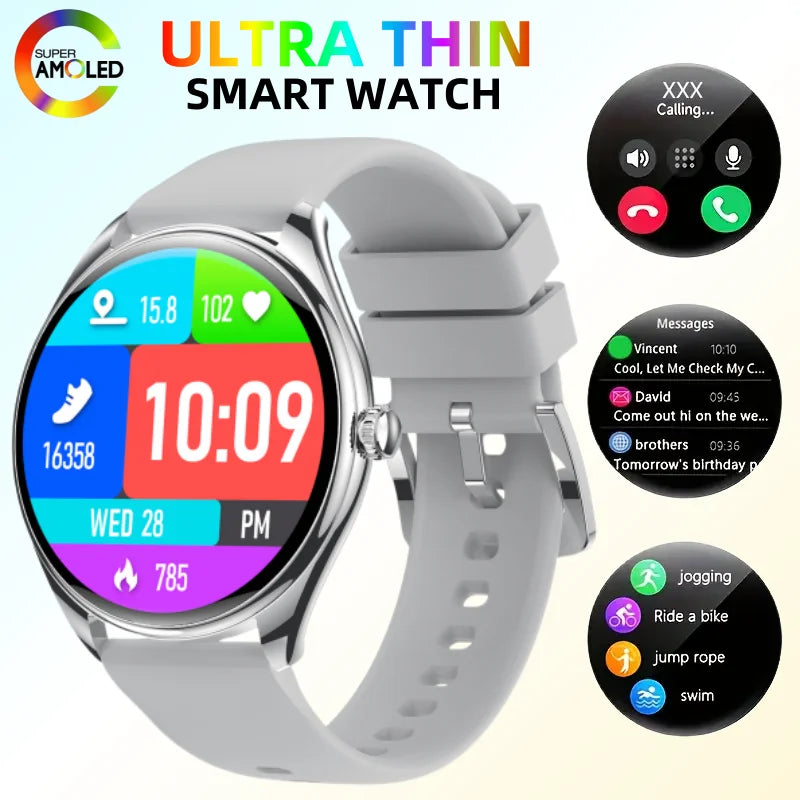Classic Fashion ultra Thin Smart Watch 1.43inch AMOLED 6.5mm Metal Watch Body Call IP67 Women Watches Fitness Sports Smartwatch