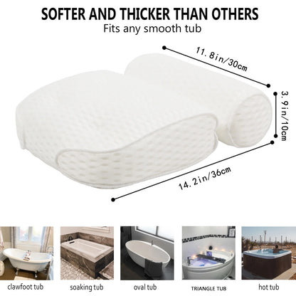 Bath Pillow for Bathtub Support Neck,Head and Back with Non-Slip Suction Cups air mesh Bathtub Pillow
