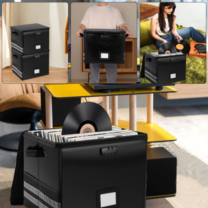 Large Foldable Organizer with Lock Fireproof Waterproof Vinyl Record Storage Box for Home Office Multi-functional Organizer