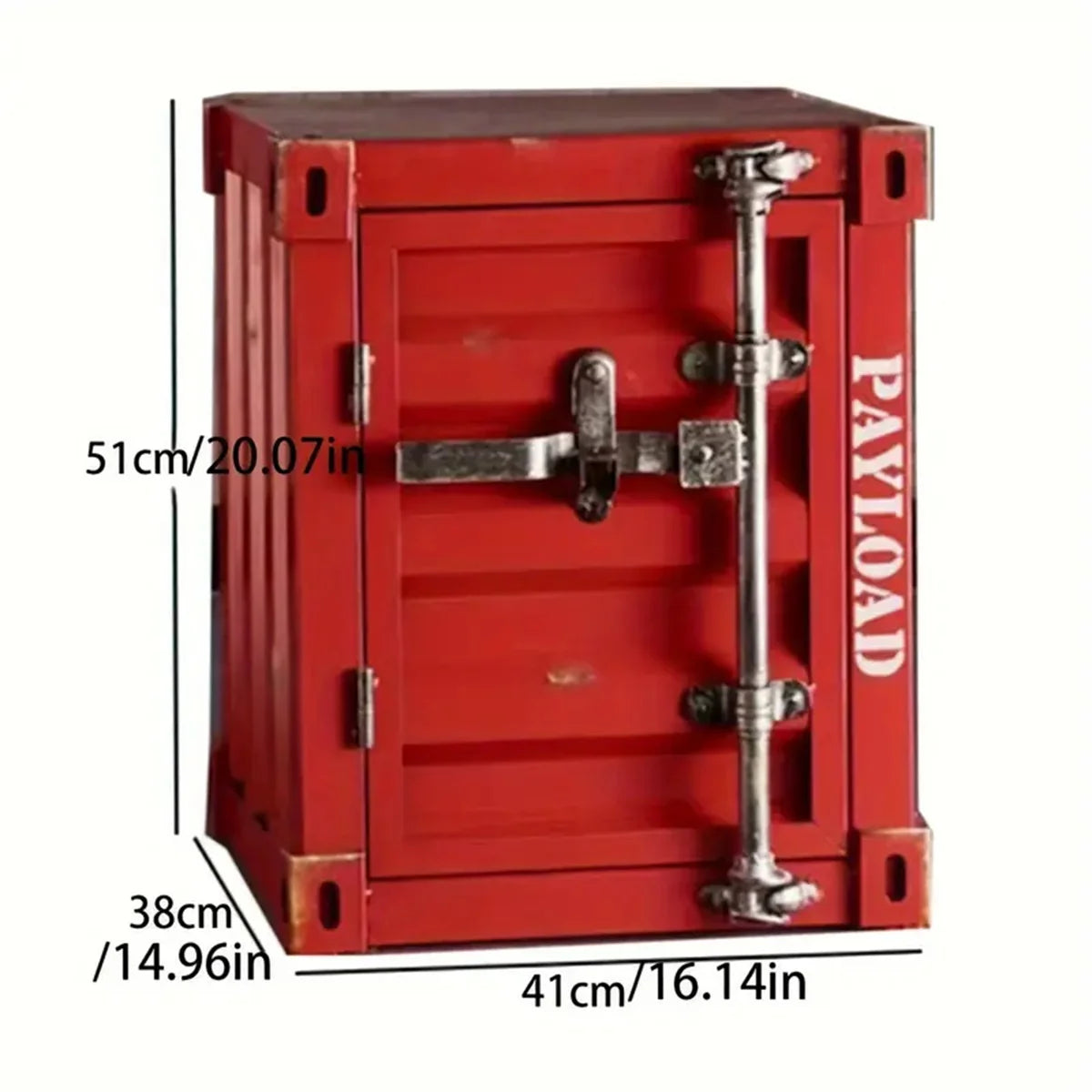 New shipping container design bedside table, industrial style metal side table storage cabinet, suitable for living room and bed