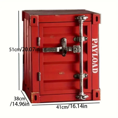 New shipping container design bedside table, industrial style metal side table storage cabinet, suitable for living room and bed