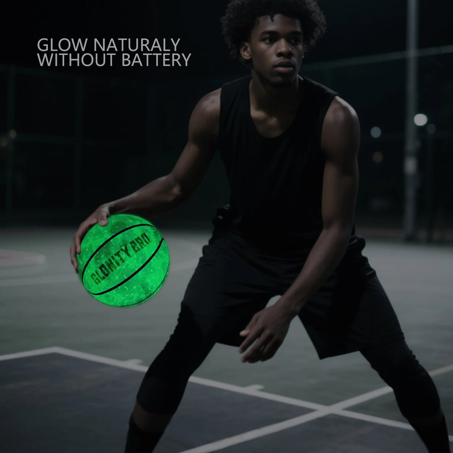 Glowing Leather Green Luminous Basketball Gift For Boys Girls,In&amp;Outdoor Night Game Ball Size 7(29.5") / 6(28.5") / 5 (27.5")