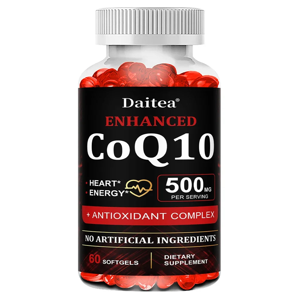 Daitea CoQ10 500mg, Supports Heart Health, Antioxidant, Energy Production, Coenzyme Q10 Dietary Supplement, 30/60/120 Capsules