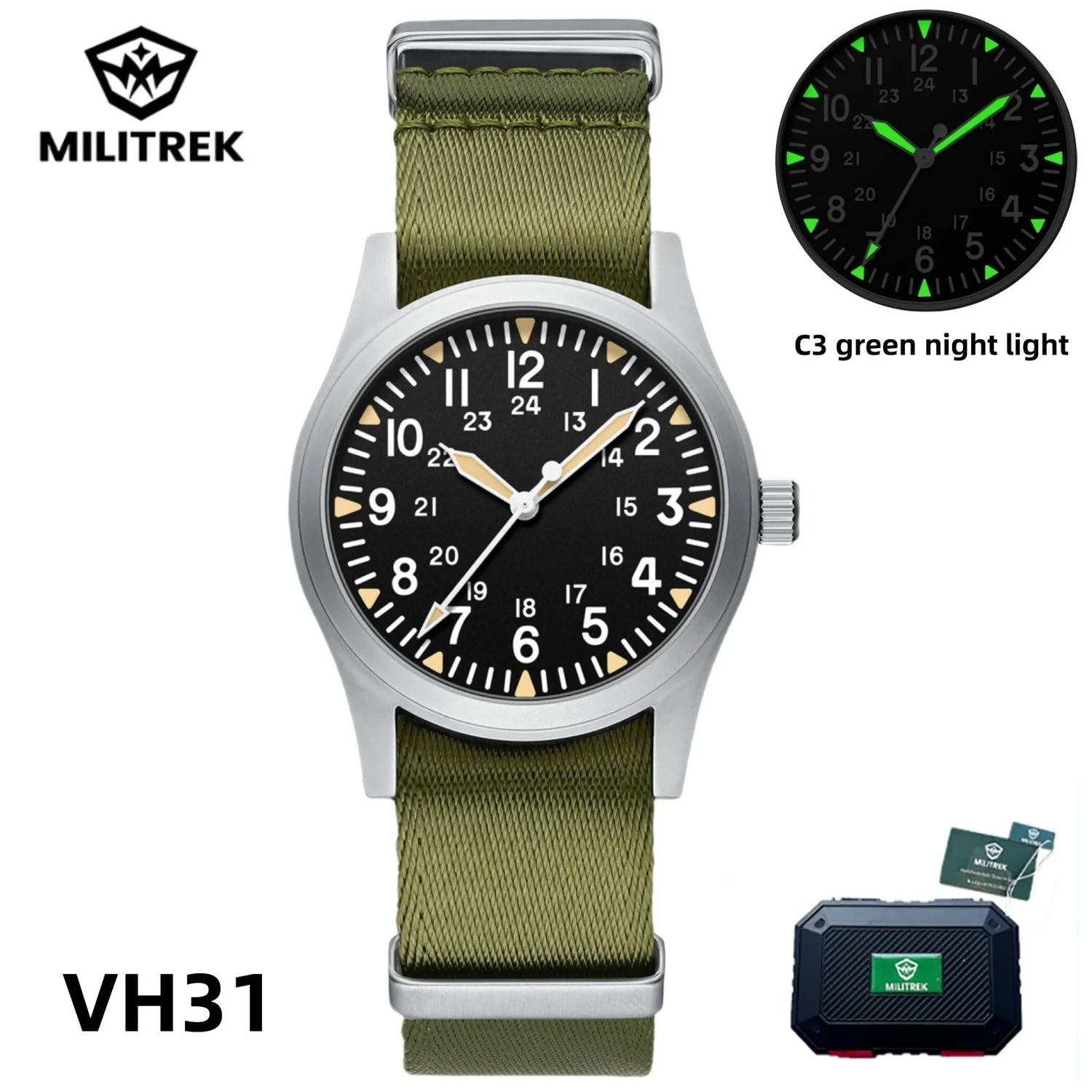 MILITREK 2025 New Men Quartz Watch VH31 37mm Military Waterproof 100M Sapphire Glass Luminous Stainless Steel Reloj Hombre