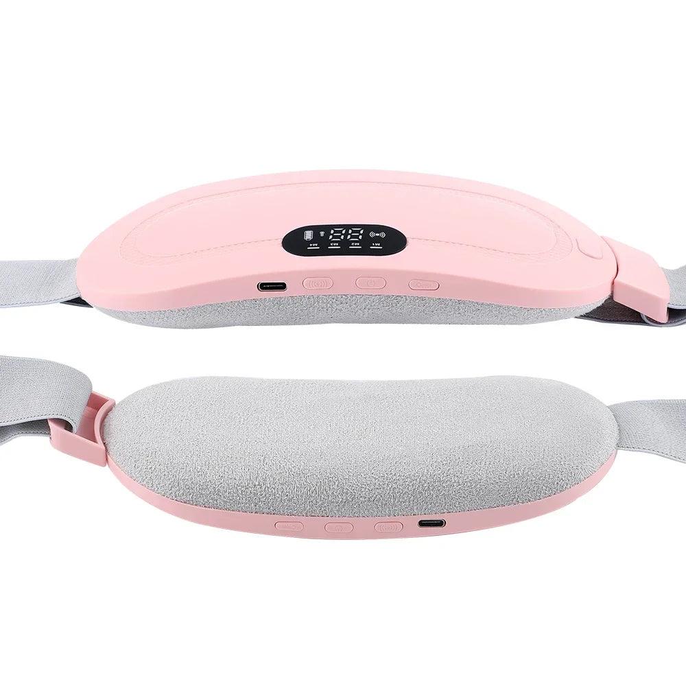 Portable Heated Massage Belt Menstrual Pain Relief Hot Compress Pad Abdominal Thermal Vibration Massager Period Warm Palace Belt