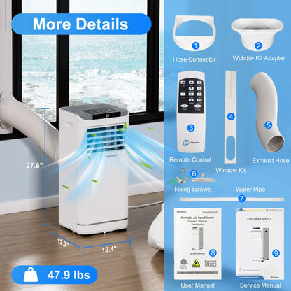 10,000 BTU Portable Air Conditioner, AC Unit,Heater,Dehumidifier &amp; Fan with Remote Control, Self Evaporation System, LED Display