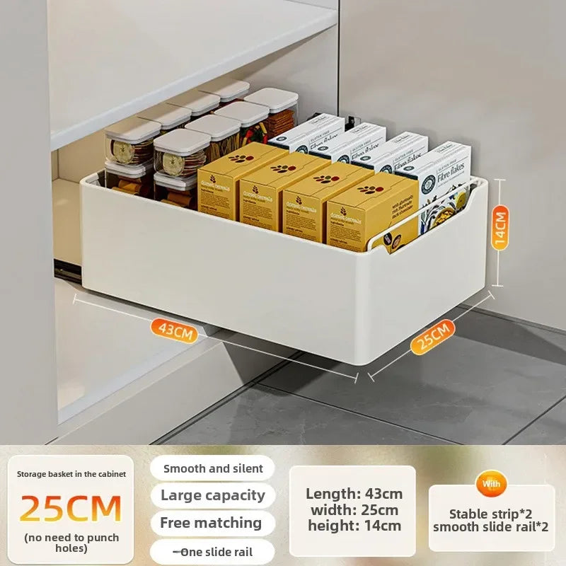 Pull Out Cabinet Organizer with Slide Rails Storage Rack