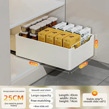 Pull Out Cabinet Organizer with Slide Rails Storage Rack