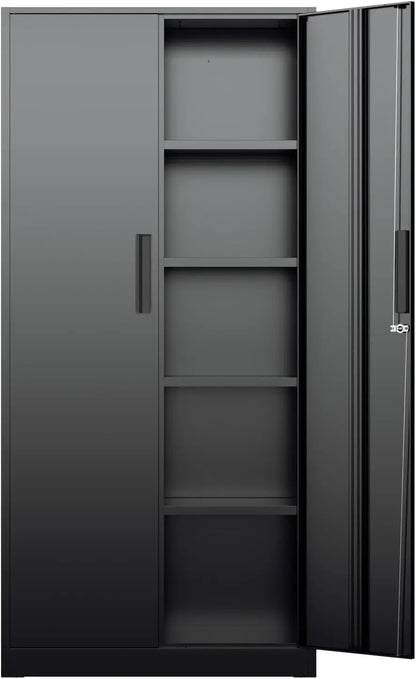 Metal Garage Storage Cabinet, Locking Doors &amp; Adjustable Shelves Tall Storage, Heavy Duty Steel Tool Cabinet for Home