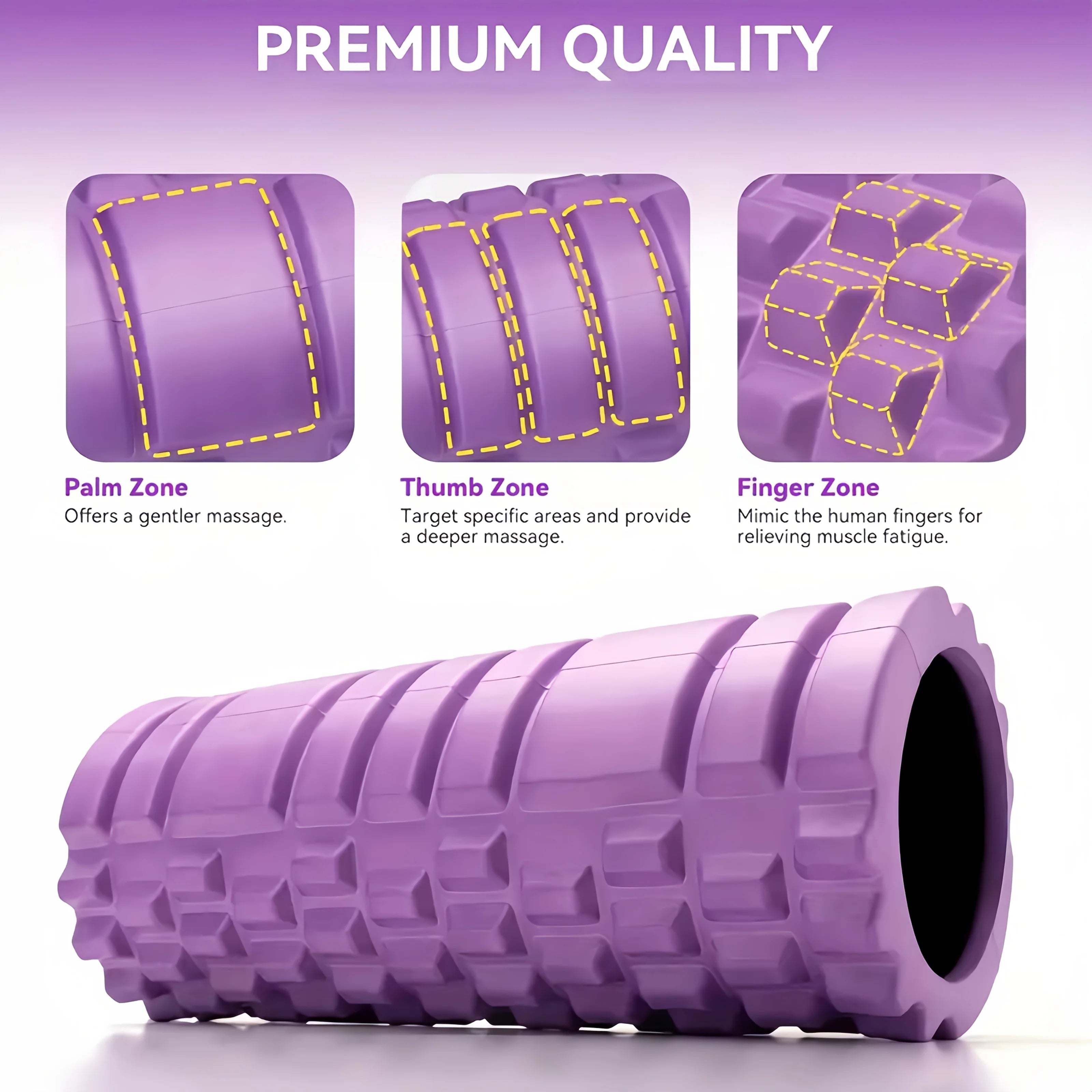 1 Foam Roller Yoga Column Fitness Yoga EVA Foam Roller Yoga Stick Deep Tissue Massage Roller, Suitable for Back and Leg Muscle