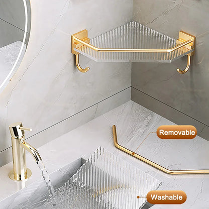 Acrylic Bathroom Shelves Wall Mounted Non Grilling Shampoo Organizer Corner Hanging Shower Storage Shelf Adhesive Bath Room Rack