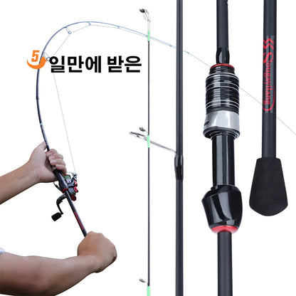Sougayilang Casting Spinning Fishing Rod 1.8m UltraLight Carbon Fiber Rod Pole 4Section with EVA Handle Baitcasting Fishing Rod