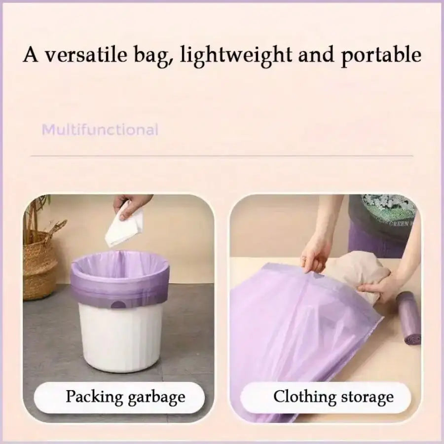 100pcs Household Portable Trash Drawstring Bags, Party Purple Trash Bags
