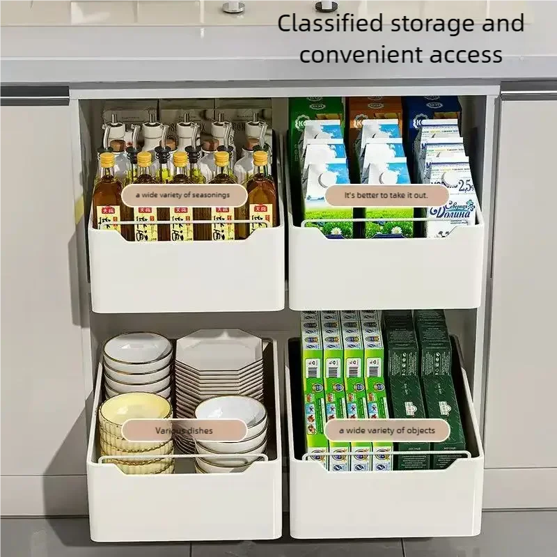 Pull Out Cabinet Organizer with Slide Rails Storage Rack
