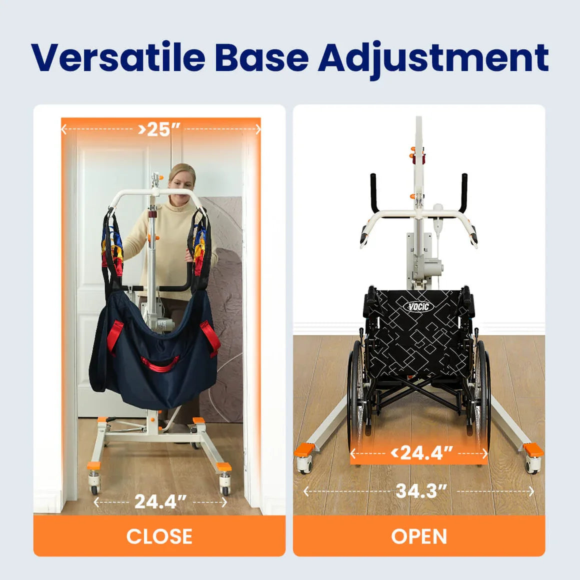 Electric Transfer Lift - Adjustable Hydraulic Lift Chair for Seniors, 400lbs Weight Capacity, Ergonomic Handles &amp; Sturdy Frame