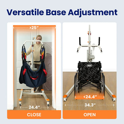 Electric Transfer Lift - Adjustable Hydraulic Lift Chair for Seniors, 400lbs Weight Capacity, Ergonomic Handles &amp; Sturdy Frame