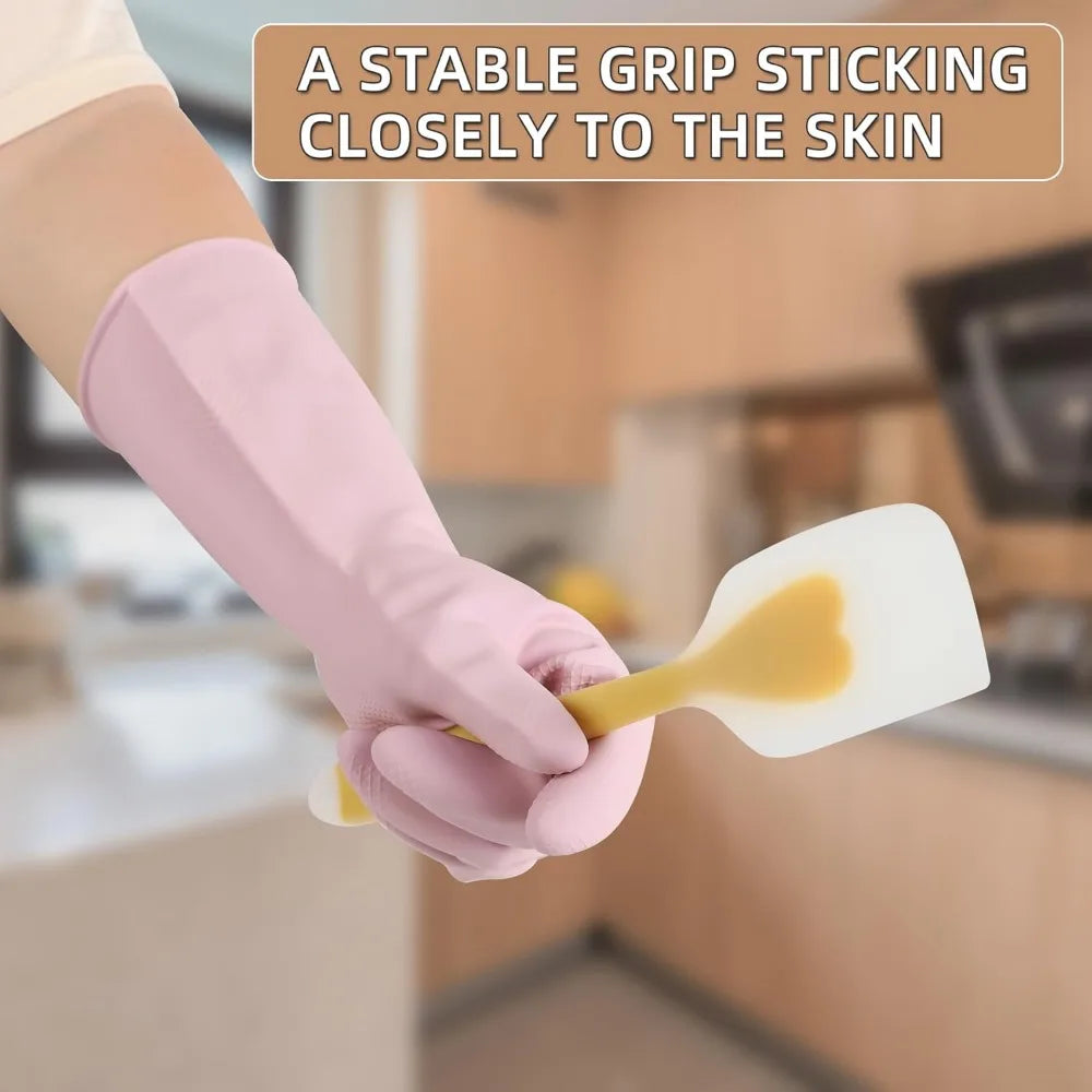 Dishwashing Rubber Gloves Reusable Kitchen Gloves 2Pairs Cleaning Gloves for Washing Dishes Long-lasting&amp;Non-Slip