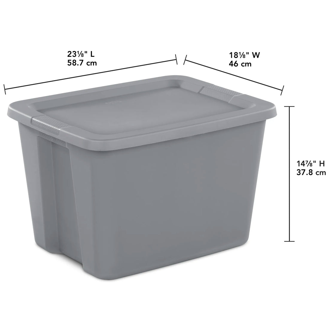 Large Storage Bin, 18 Gallon Plastic Storage Container with Snap-On Lid, Gray, 8 Count