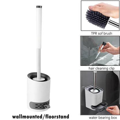 Toilet Brush WC Cleaner Floorstand Silicone Bristle Bathroom Cleaning Bowl Brush Set With Tweezers Bathroom Accessories