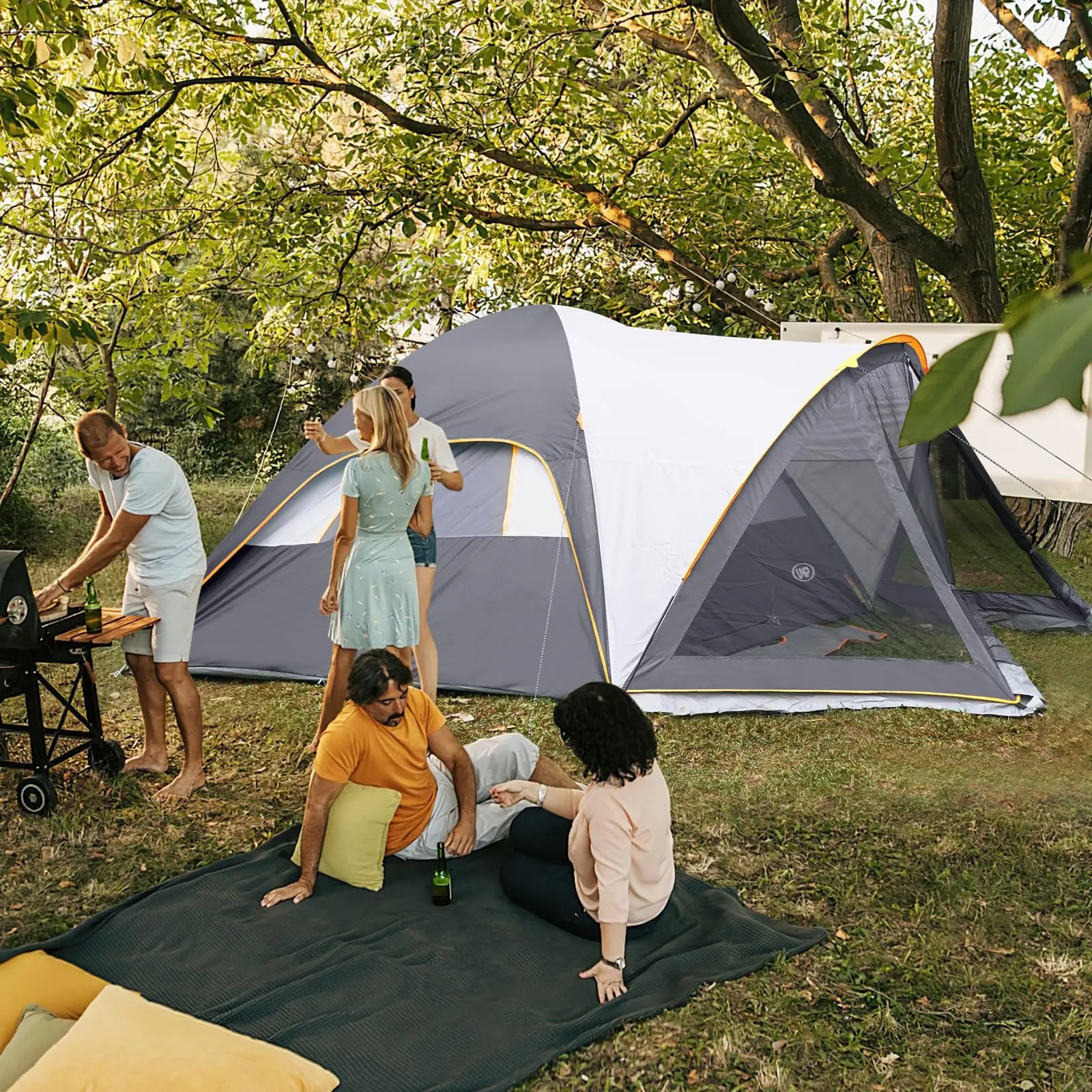 Camping Tent with Screen Room, Portable 6 Person Camping Tent, Family Dome Tent for Camping Outdoor - 14&