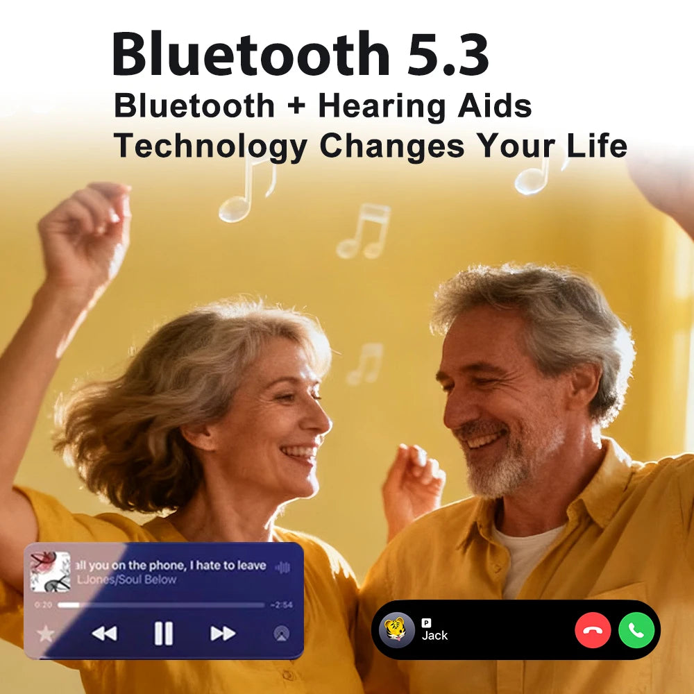 Mirasing Hearing Aids，Bluetooth RIC Hearing Aid - 2025 Rechargeable BTE with Noise Cancelling &amp; Charging Case