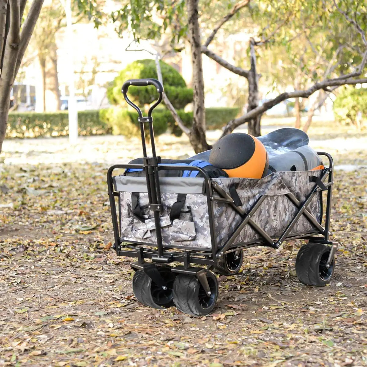 Collapsible Wagon Cart Heavy Duty Foldable Beach Wagon with Big Wheels for Sand All Terrain Utility Beach Cart for Sand