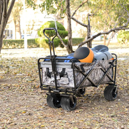 Collapsible Wagon Cart Heavy Duty Foldable Beach Wagon with Big Wheels for Sand All Terrain Utility Beach Cart for Sand