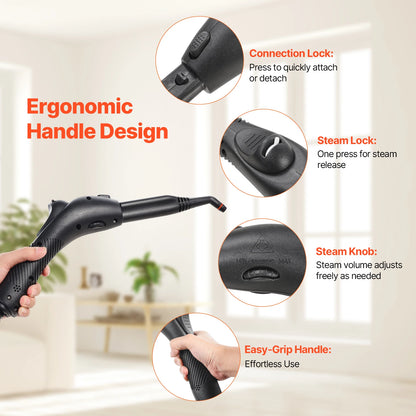 SucceBuy Steam Cleaner Multipurpose Powerful with 51oz Tank and Portable Handle for Grout Tile Floors Appliances Home&amp;Car