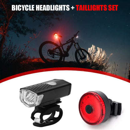 Bike Tail Light &amp; Headlight Bike Rear Light Rechargeable Bike Front Light 3 Modes LED Riding Warning Light for Outdoor Cycling