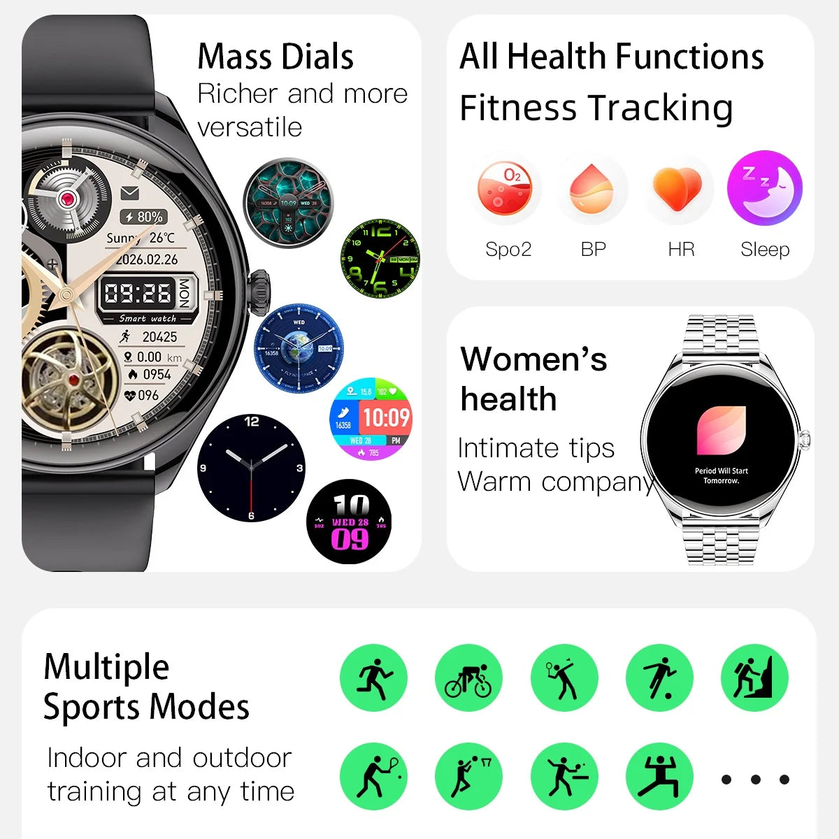 Classic Fashion ultra Thin Smart Watch 1.43inch AMOLED 6.5mm Metal Watch Body Call IP67 Women Watches Fitness Sports Smartwatch
