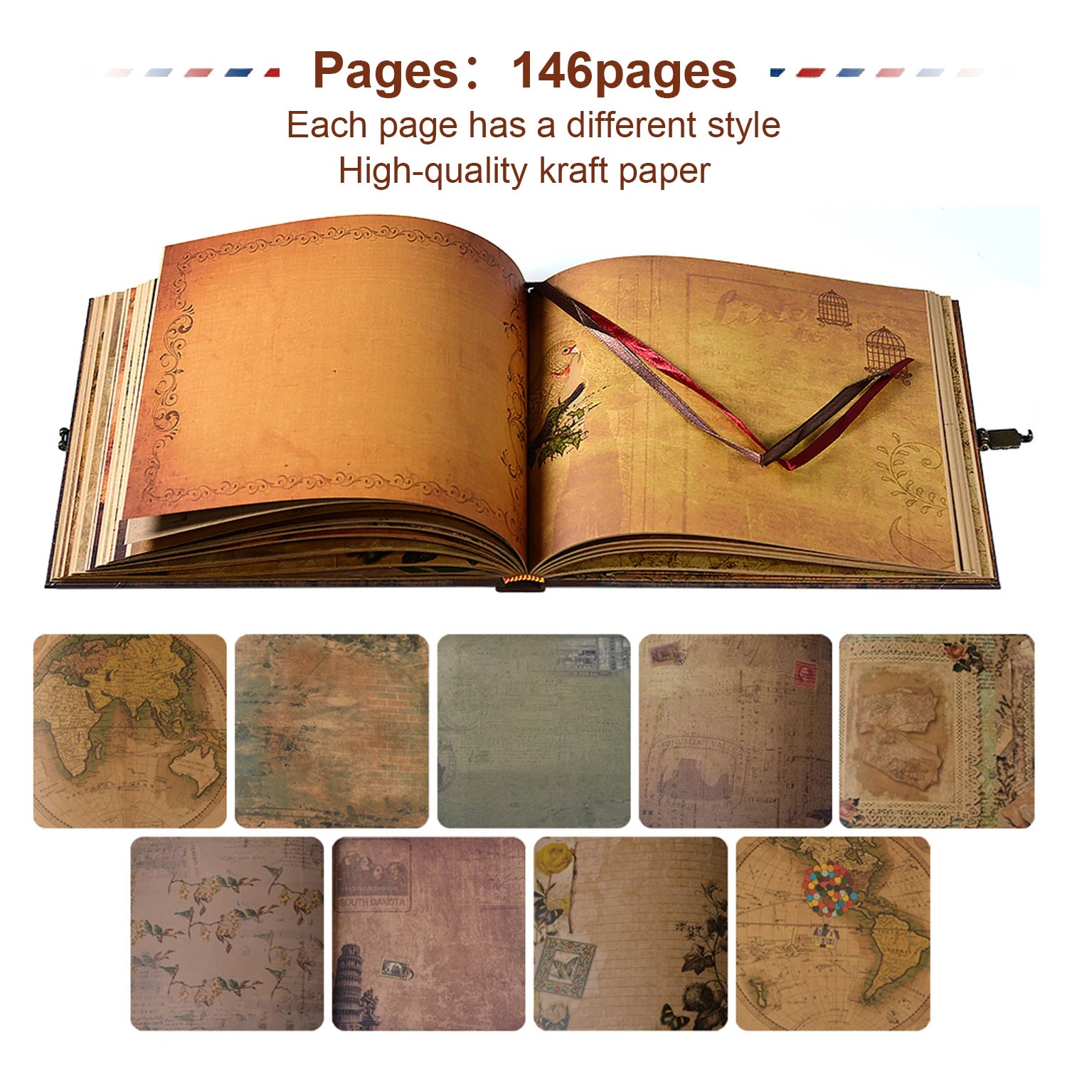 146 Page Our Adventure Book DIY Handmade Photo Album Scrapbook Retro Kraft Album Anniversary Wedding Memory Mother&
