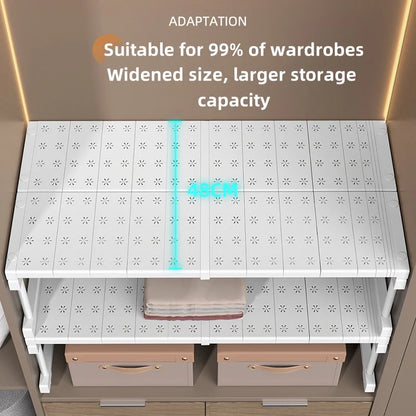 Stackable Wardrobe Layered Telescopic Racks Neat Kitchen Storage Divider Dorm Organizer Shelf Clothes Storage Partitions Rack
