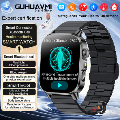 2026New ECG+PPG AI Health Diagnose Smart Watch Men Women Clock Blood Lipid BP Uric Acid Heart rate Tracker HD Call Smart Watch
