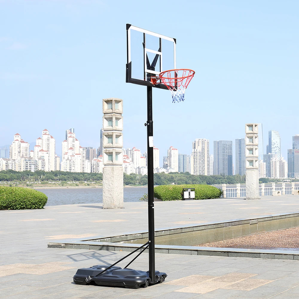 Portable and Removable Adult PC Transparent Backboard Basketball Stand (Basket Height Adjustment 2.45m-3.05m) Maximum 7
