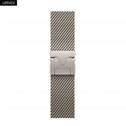 URVOI Band for Apple Watch Ultra 3 2 Series 11 10 9 8 SE stainless steel mesh strap for iWatch secure parachute buckle 46 49mm