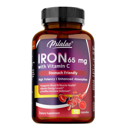 Iron Supplement 65 mg with Vitamin C - Maximized Absorption, Increase Energy,Maintain A Healthy Immune System and Brain Health