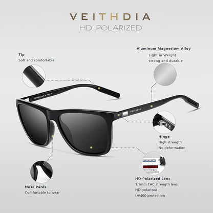 Polarized Sunglasses Men UV400 | Retro Aluminum TR90 Eyewear