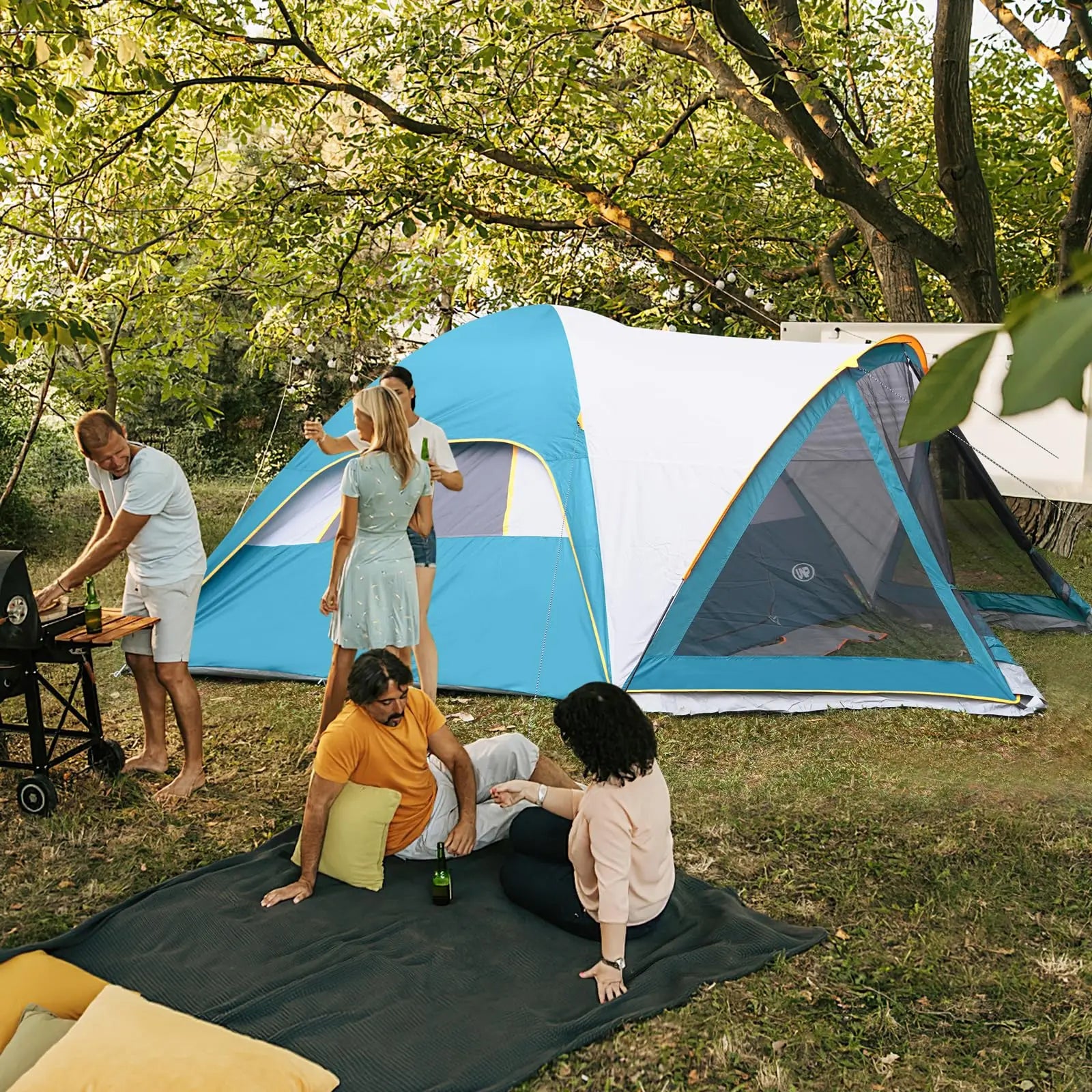 Camping Tent with Screen Room, Portable 6 Person Camping Tent, Family Dome Tent for Camping Outdoor - 14&