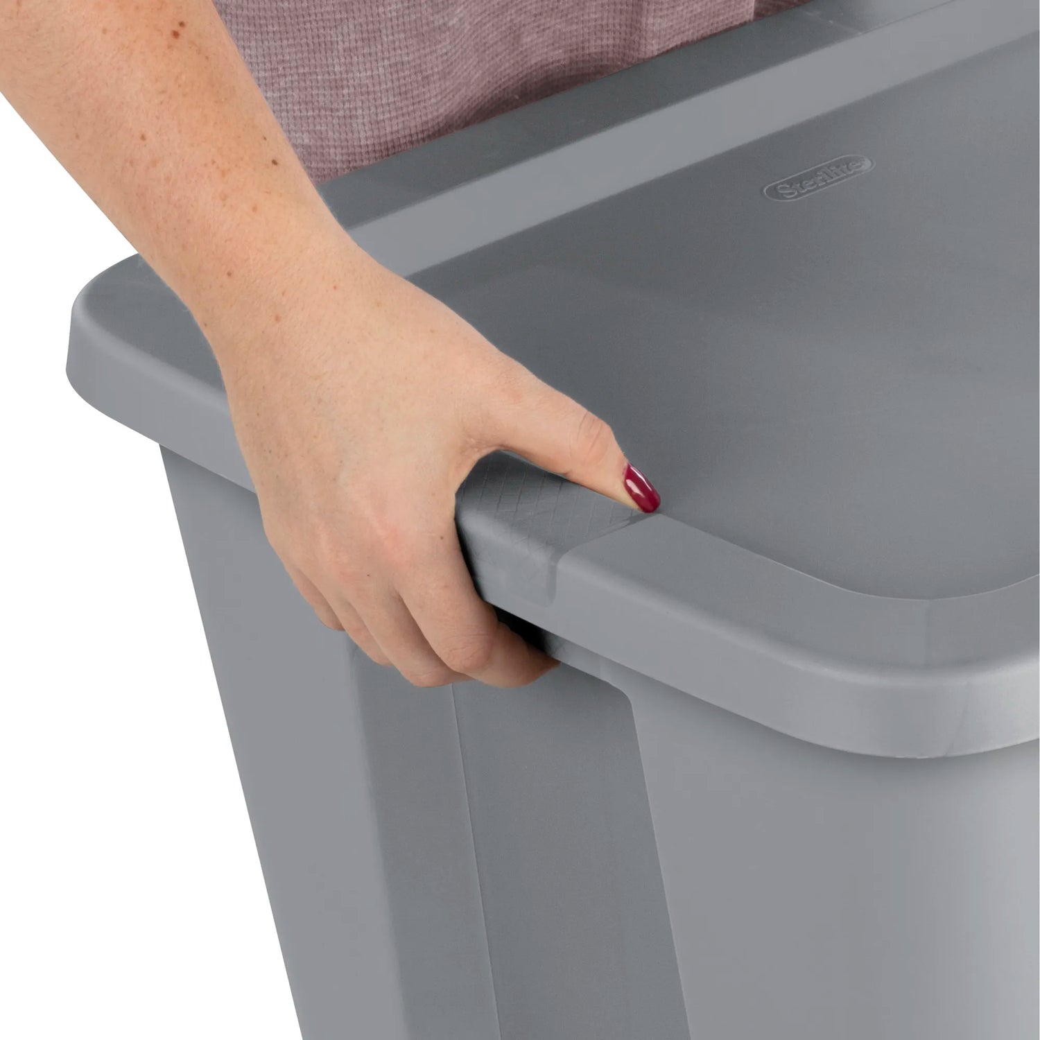 Large Storage Bin, 18 Gallon Plastic Storage Container with Snap-On Lid, Gray, 8 Count