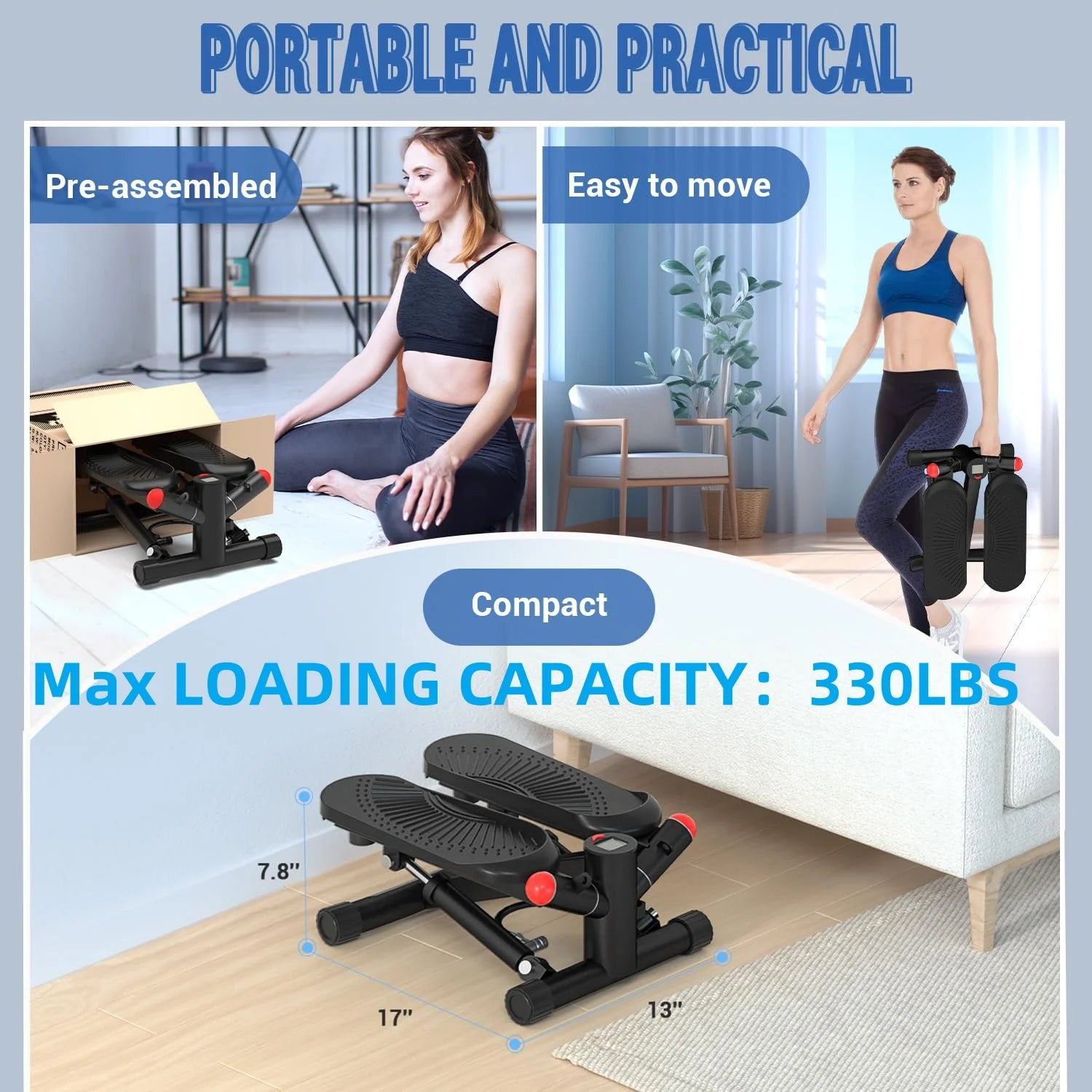 Stair Stepper with Resistance Upgraded Stair Stepper Machine with 10DB Super Quiet Powered Twist Stepper for Full Body Workout