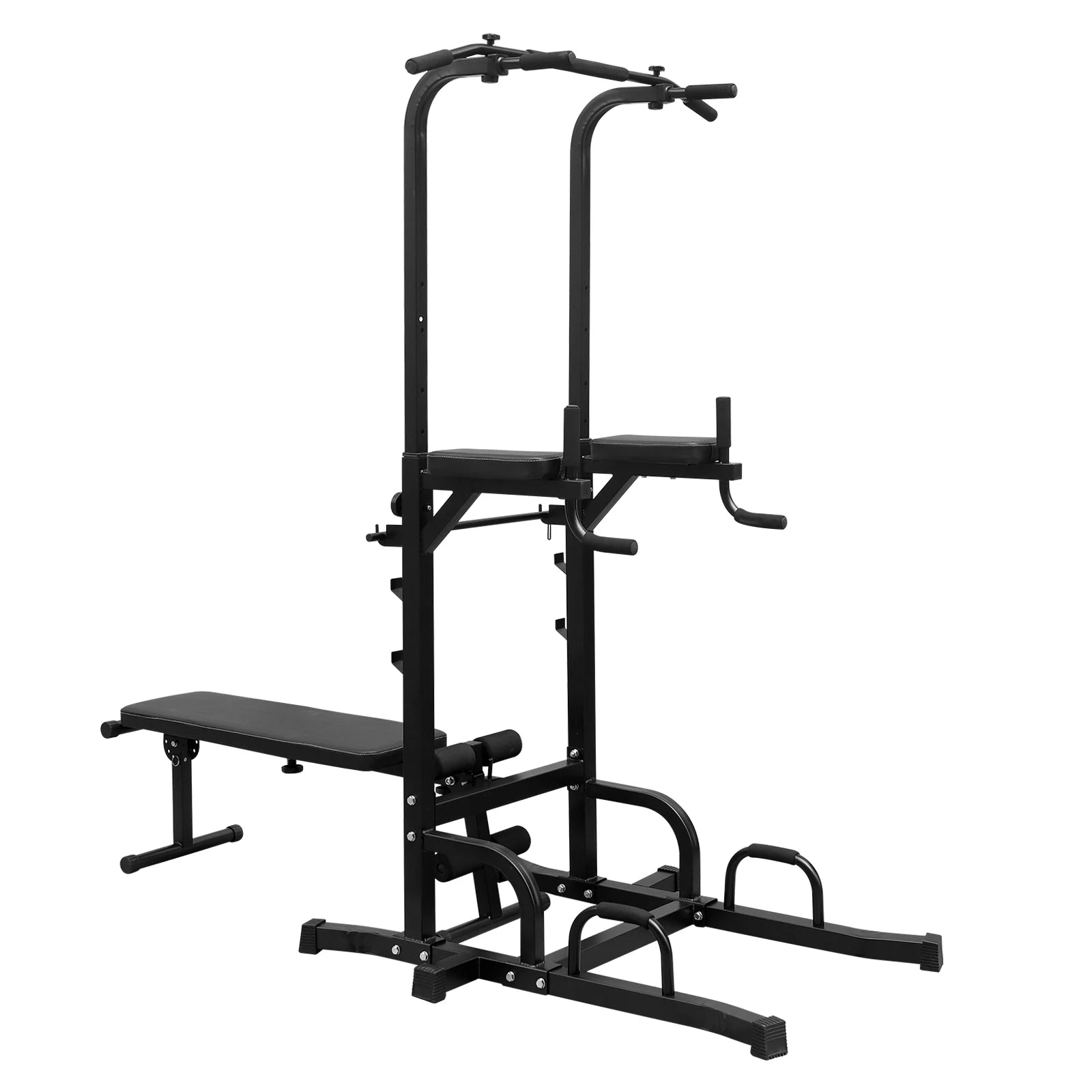Power Tower with Bench Pull Up Bar Dip Station Adjustable Height Dip Stand Heavy Duty Multi Function Fitness Rack