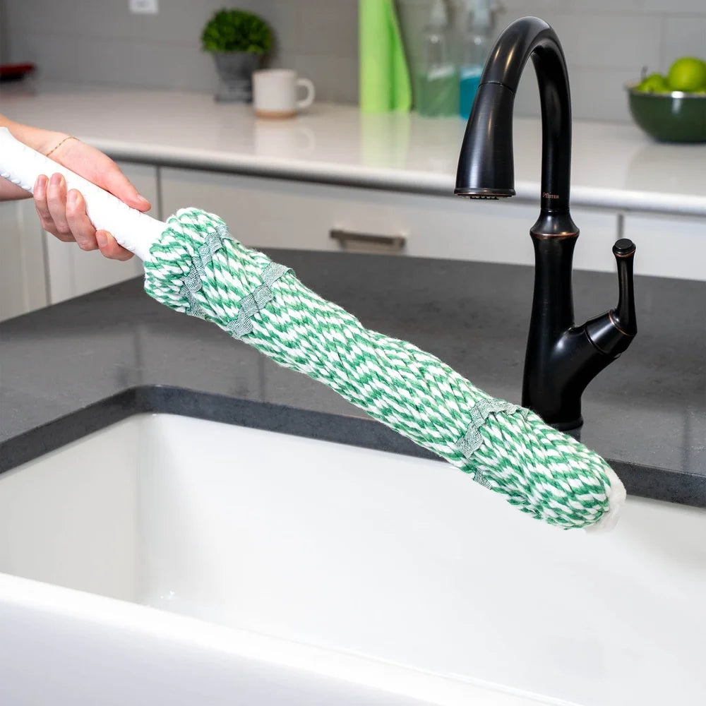 Heavy Duty Tornado Twist Mop Cotton Blend Head Easy Change Grip Ratchet Wringing Efficient Surface Cleaner Machine Washable