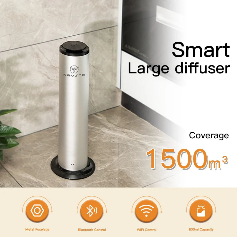 1500m³ Home Fragrance Perfume Oil Scent Diffuser Machine 500ML Air Freshener Metal Body Dorm Room Essentials WIFI Bluetooth APP