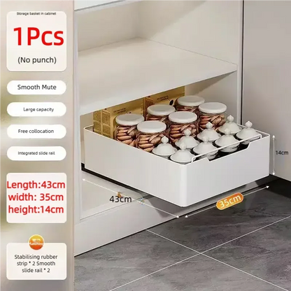 Pull Out Cabinet Organizer with Slide Rails Storage Rack