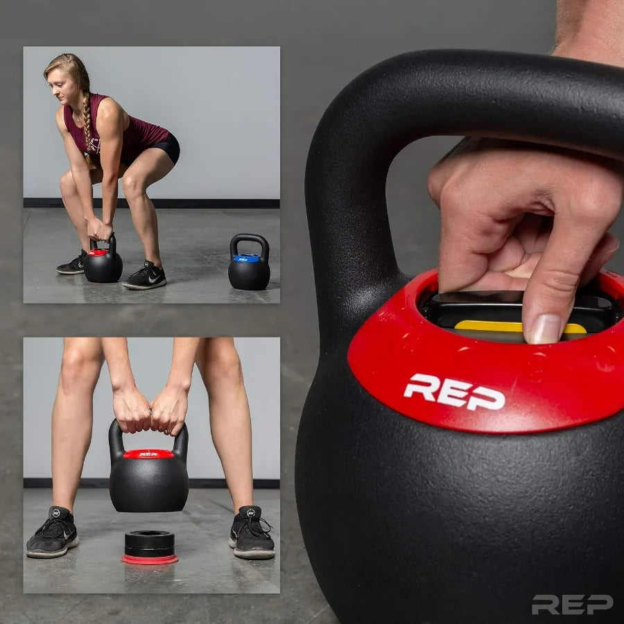 40LB Fitness Adjustable Kettlebell | Weight Set for Home Gym | Strength Training Equipment for Men &amp; Women | Compact Steel Bell