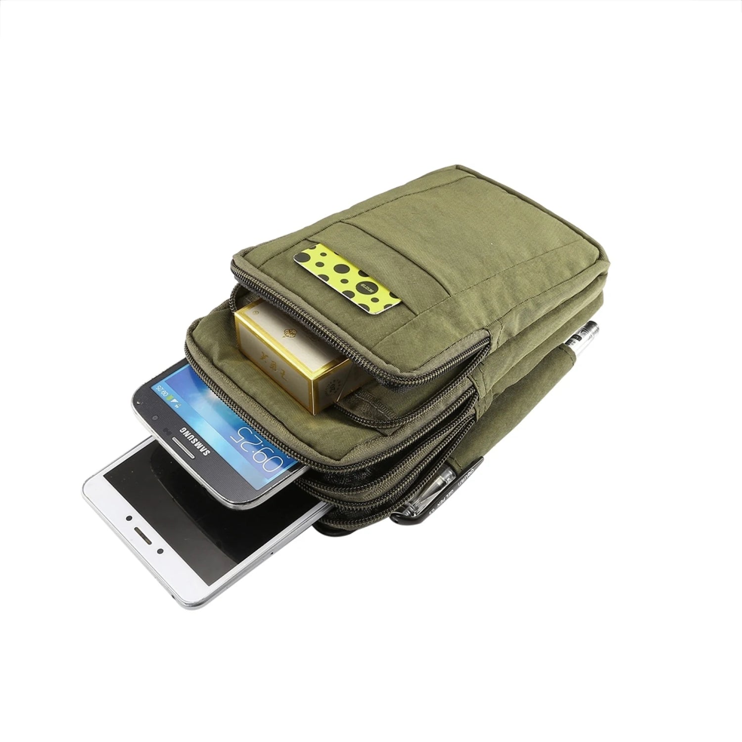 Outdoor Phone Carrying Case Pouch Nylon Crossbody Shoulder Cell Phone Holster Waist Belt Wallet Bag with Carabiner