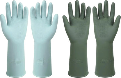 Dishwashing Rubber Gloves Reusable Kitchen Gloves 2Pairs Cleaning Gloves for Washing Dishes Long-lasting&amp;Non-Slip