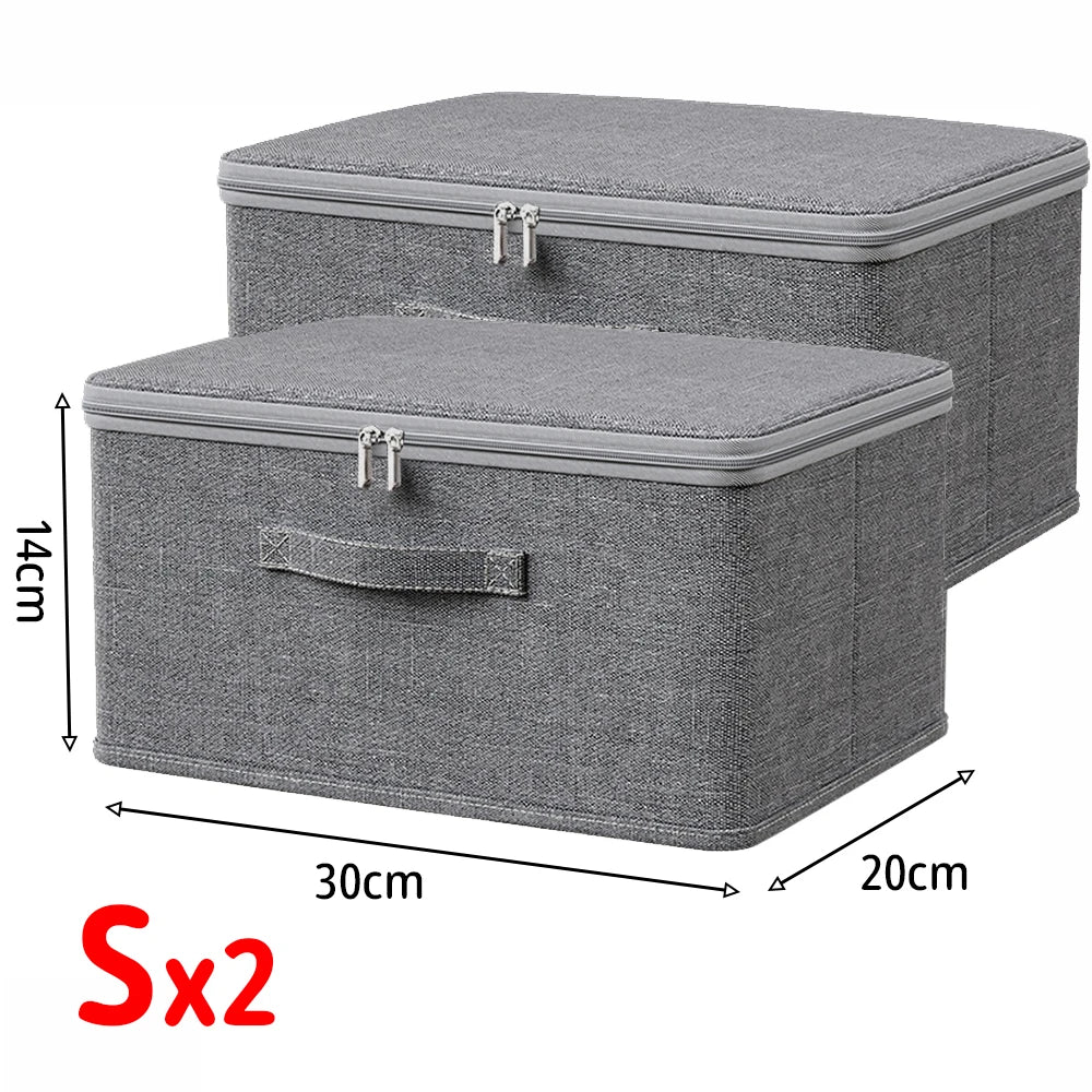 Foldable Storage Box with Cover,Clothes Storage Box with Zipper,Large Capacity Quilt Storage Box Wardrobe Underwear Organizer Bo